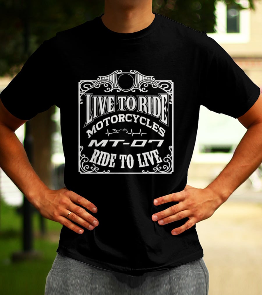 Live To Ride MT 07 Motorcycles Ride To Live Heatbeat T-Shirt