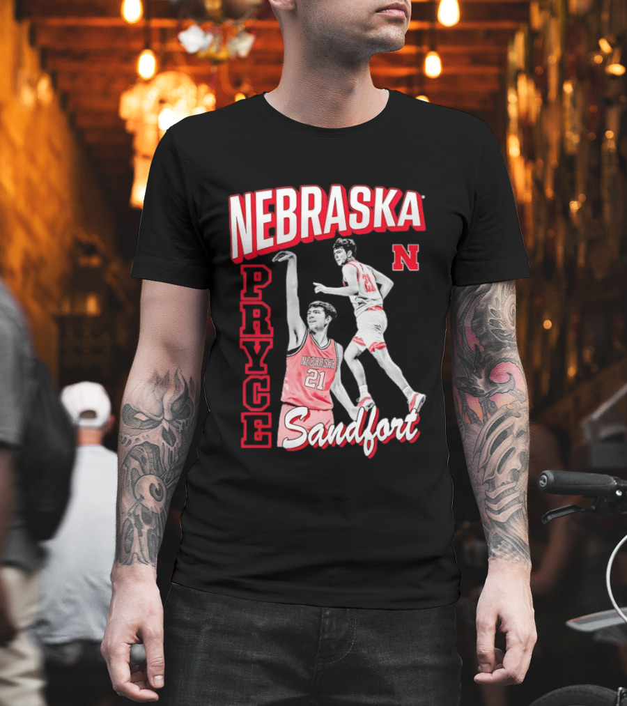 Pryce Sandfort 21 Nebraska Cornhuskers Basketball Team Iconic Red Jersey T-Shirt