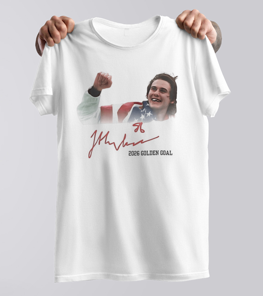 Jack Hughes USA Flag 2026 Golden Goal Celebration T-Shirt