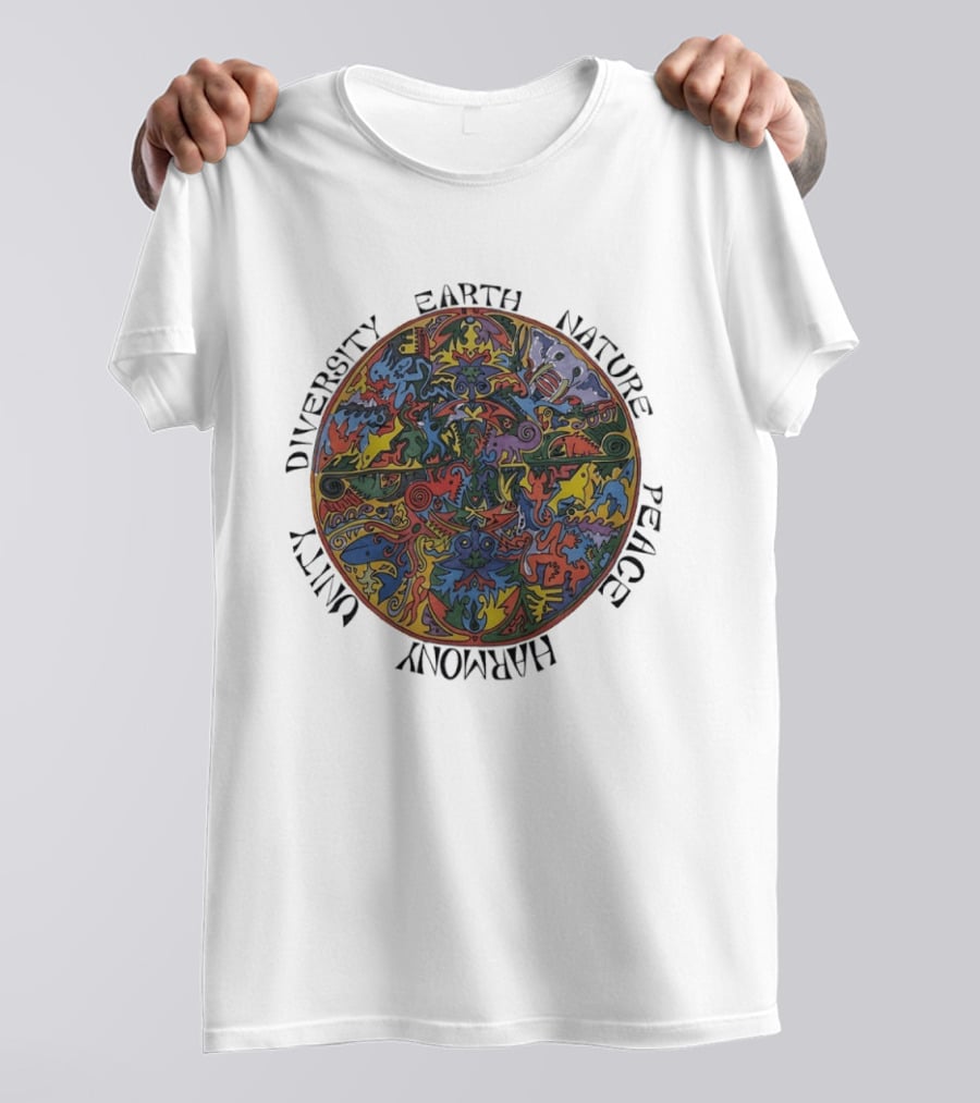 Diversity Earth Nature Peace Harmony Unity Psychedelic Mandala T-Shirt