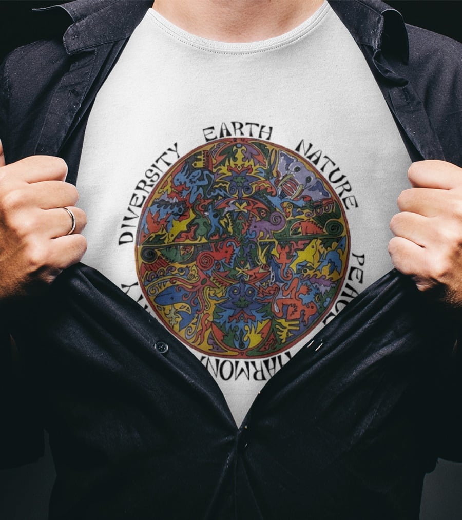 Diversity Earth Nature Peace Harmony Unity Psychedelic Mandala T-Shirt