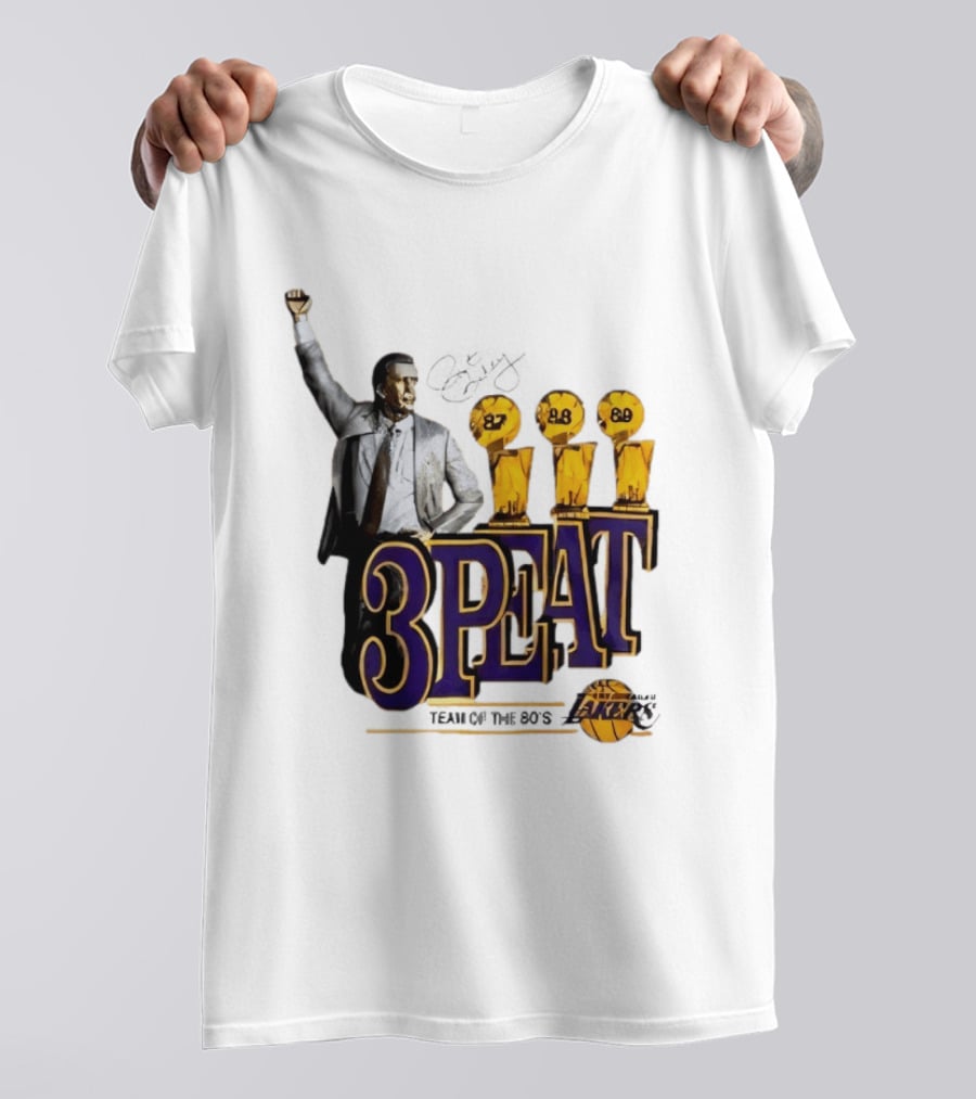 Los Angeles Lakers 3 Peat Team Of The 80s Pat Riley Champions 87 88 89 T-Shirt