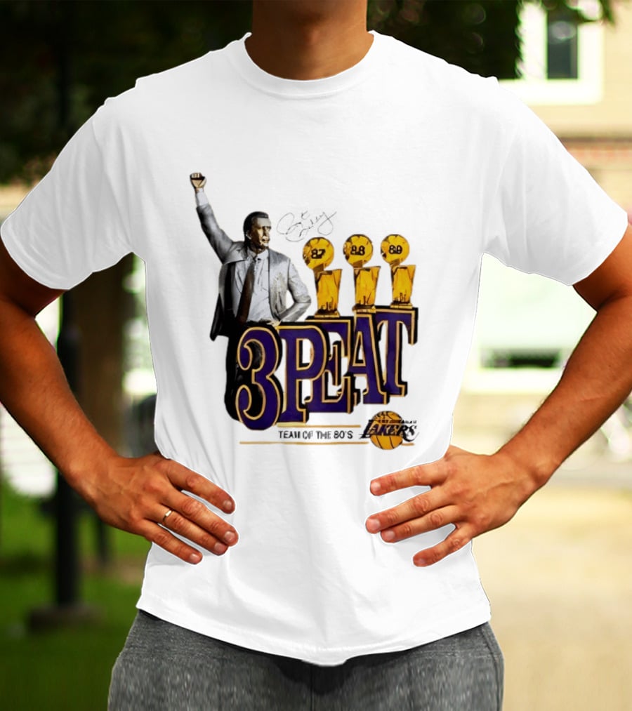Los Angeles Lakers 3 Peat Team Of The 80s Pat Riley Champions 87 88 89 T-Shirt