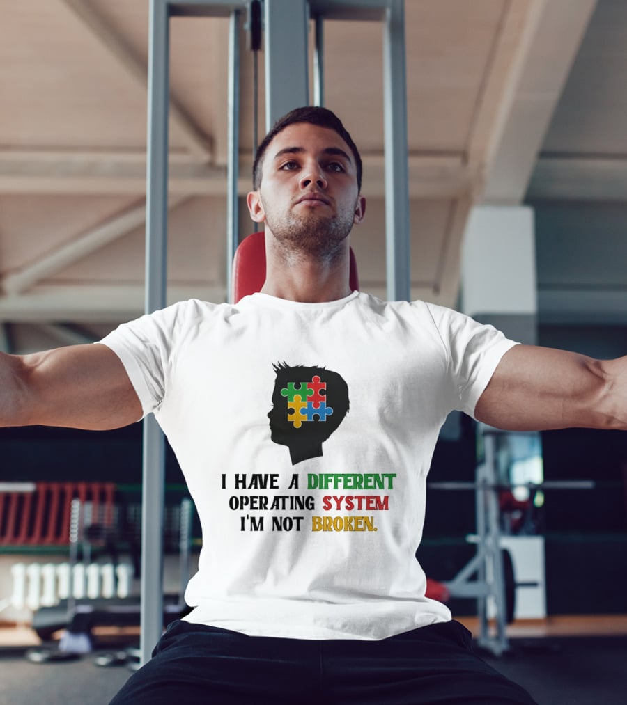 I Have A Different Operating System I'm Not Broken Autism Awareness Puzzle T-Shirt