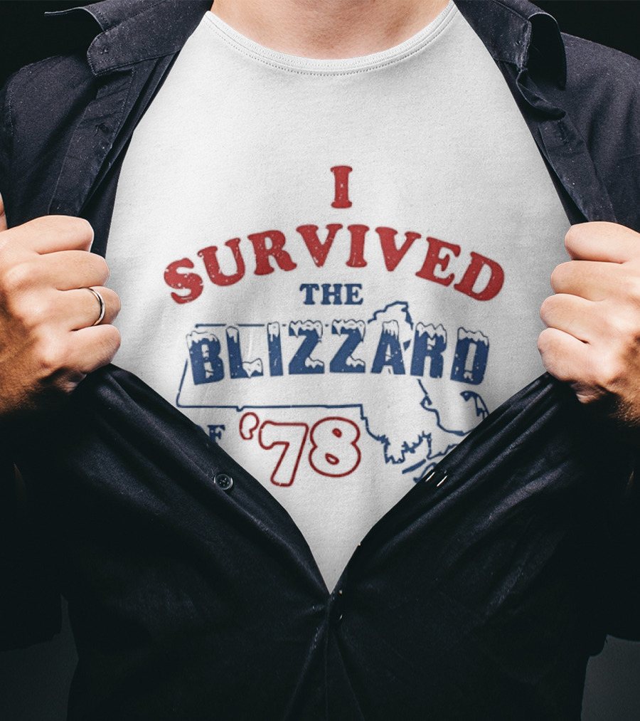 I Survived The Blizzard Of '78 Massachusetts Map T-Shirt