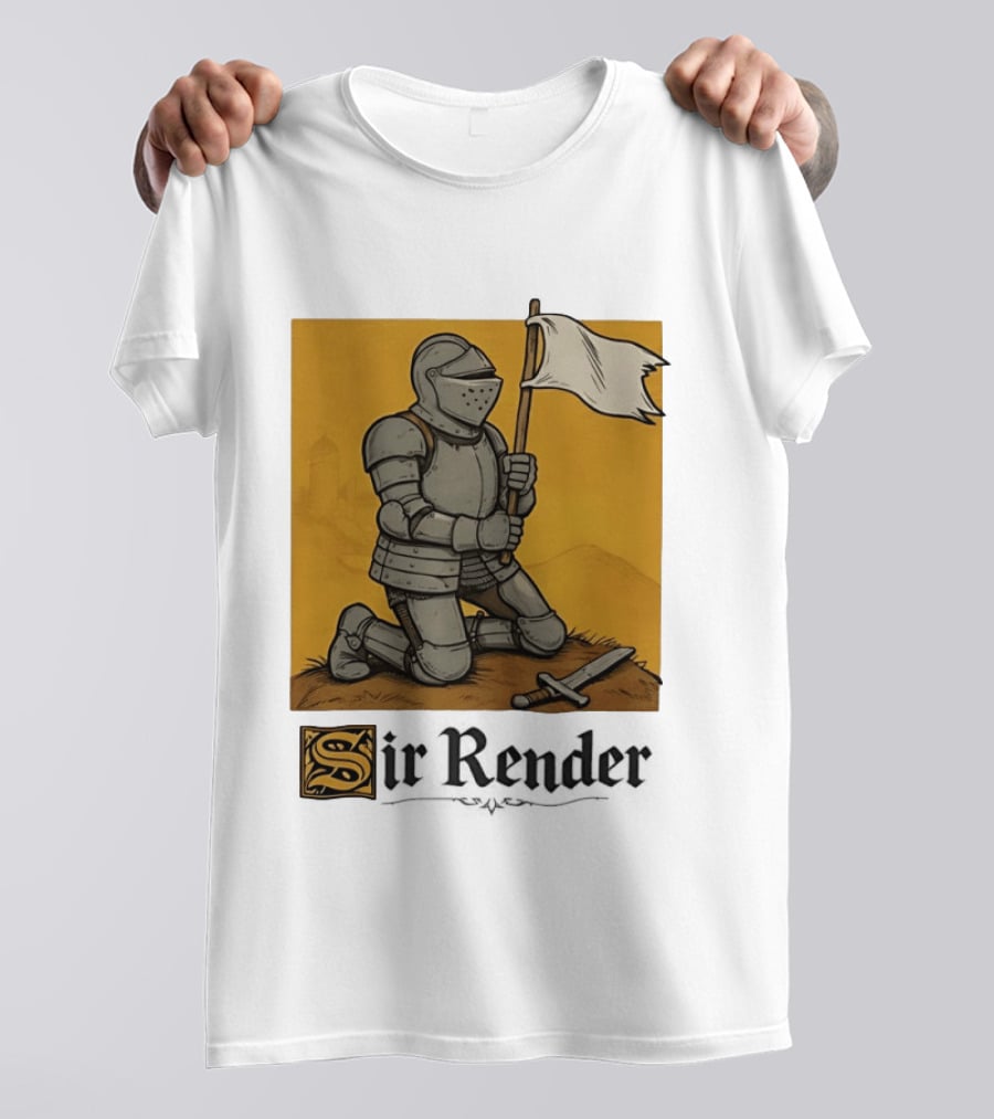 Sir Render Medieval Soldier Holding White Flag Knight Surrender T-Shirt