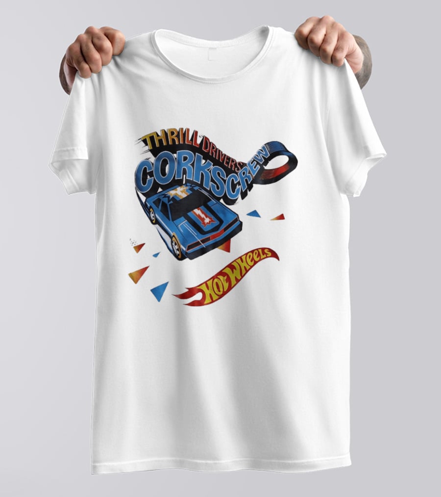 Thrill Drivers Corkscrew Hot Wheels Blue Car Iconic Racing Loop T-Shirt