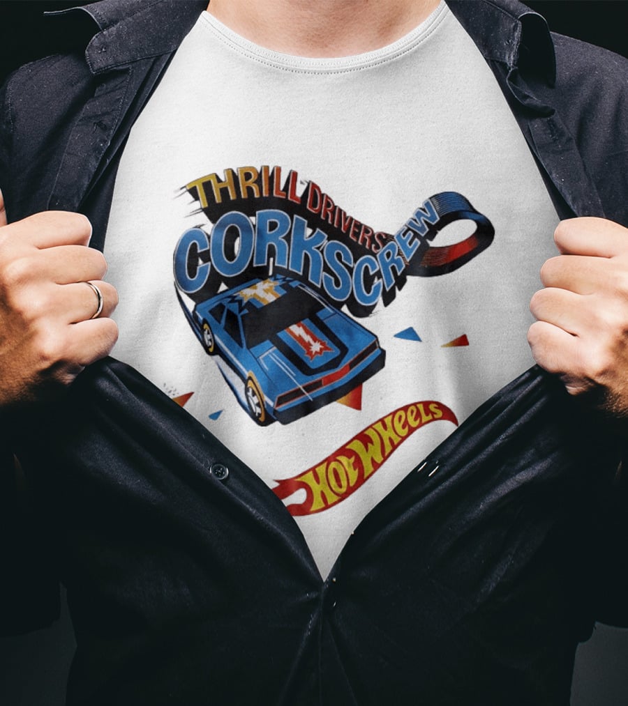 Thrill Drivers Corkscrew Hot Wheels Blue Car Iconic Racing Loop T-Shirt