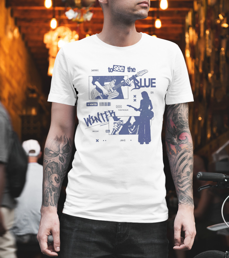 To See The Blue Winter Music Band Guitar T-Shirt