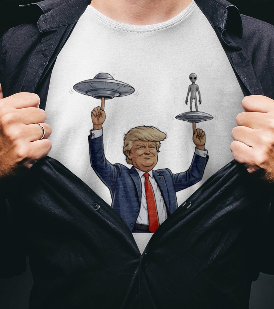 Trump Alien UFO Balancing Act Spinner T-Shirt