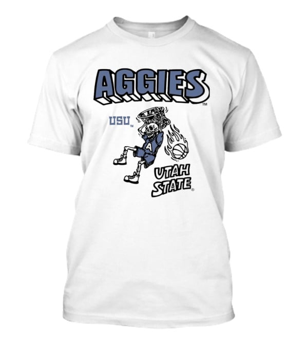 Utah State Aggies Skeleton USU Basketball Dunk T-Shirt