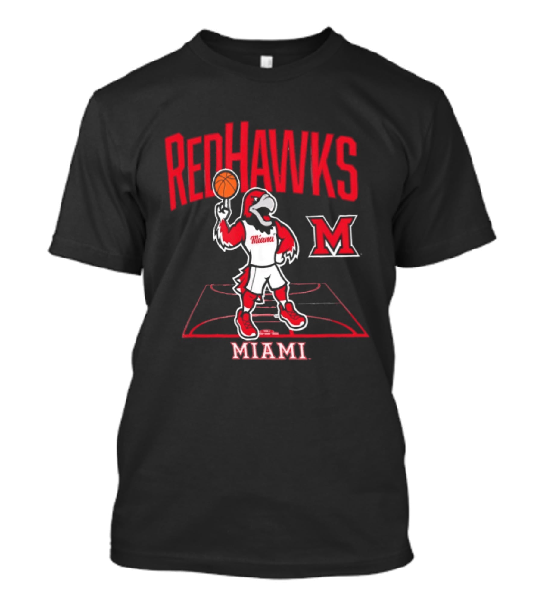 Miami RedHawks Basketball Mascot Court T-Shirt