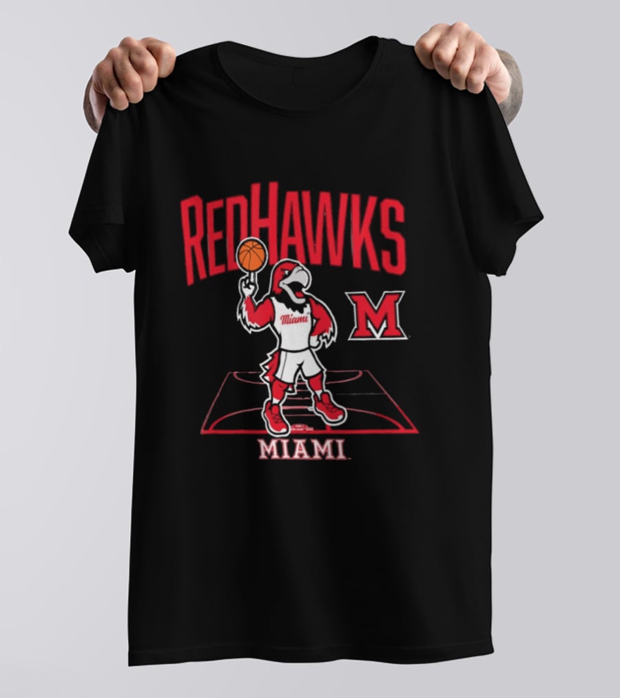 Miami RedHawks Basketball Mascot Court T-Shirt