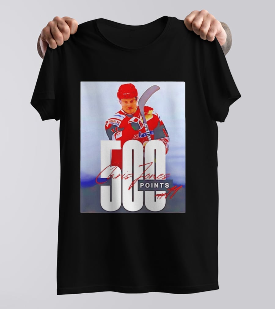 Chris Jones 500 Points Hockey Swindon Wildcats Number 47 T-Shirt