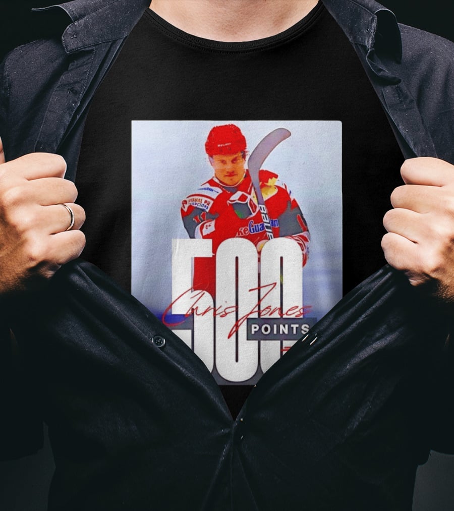 Chris Jones 500 Points Hockey Swindon Wildcats Number 47 T-Shirt