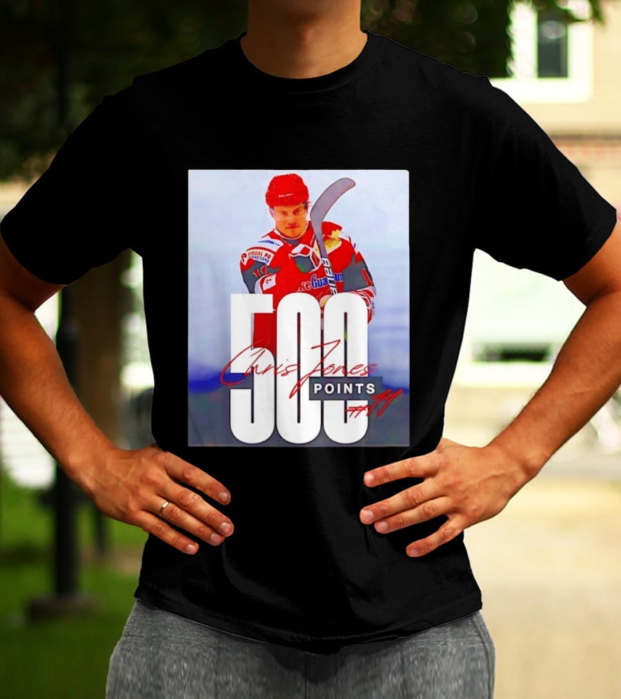Chris Jones 500 Points Hockey Swindon Wildcats Number 47 T-Shirt