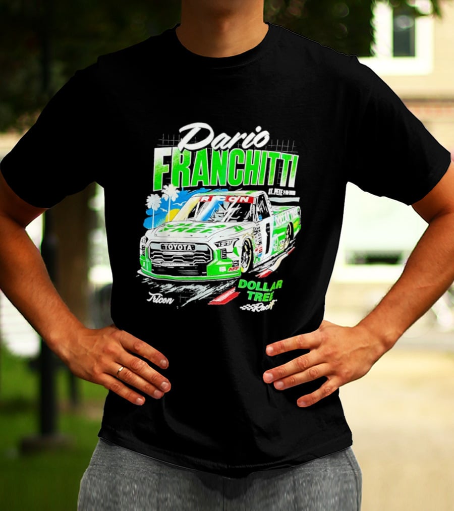 Dario Franchitti Toyota Tundra Dollar Tree Racing Palm Trees And Checkered Flags T-Shirt