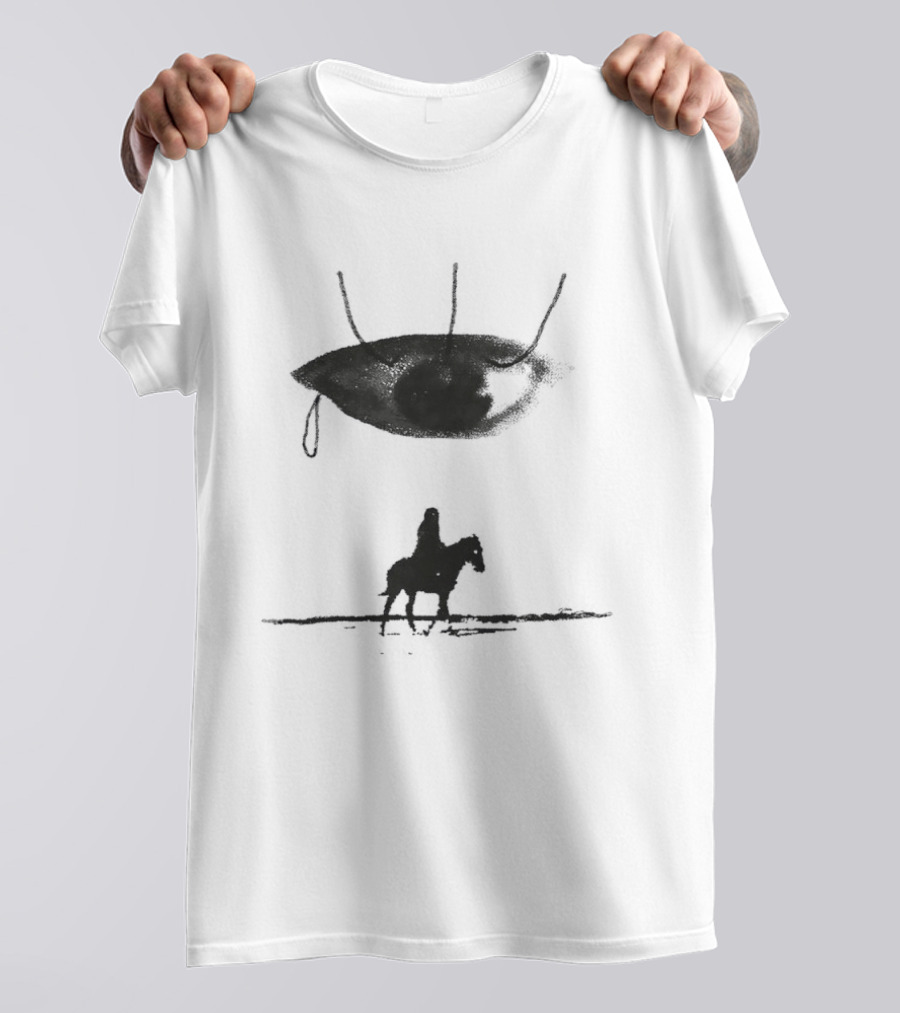 Beware The Gaze Eye UFO Hovering Over Lone Rider Scene T-Shirt