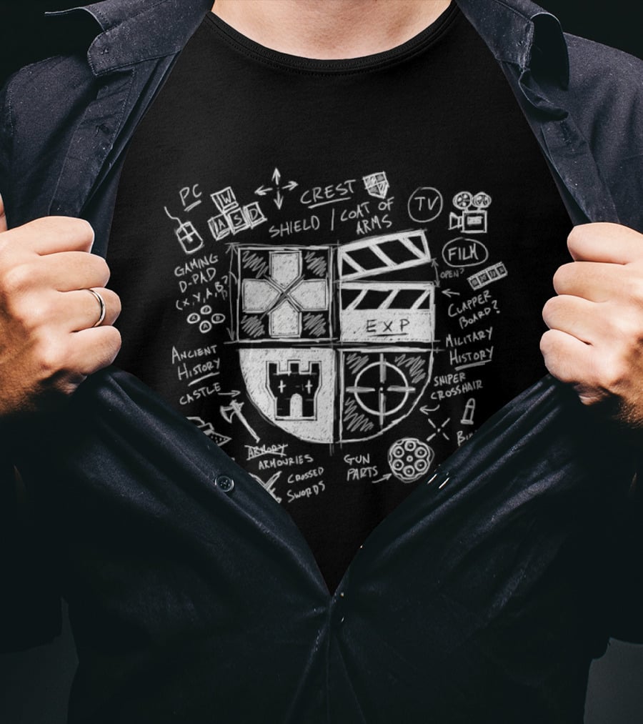 EXP Crest Shield Coat Of Arms Gaming D Pad Castle Ancient History T-Shirt