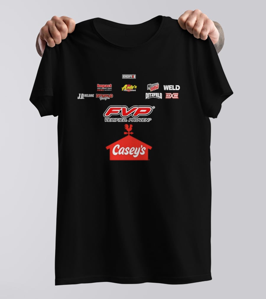 FVP Verified Proven Casey's Pizza Mountain Dew MAXIM Racing Impact Menard's World Racing Group T-Shirt