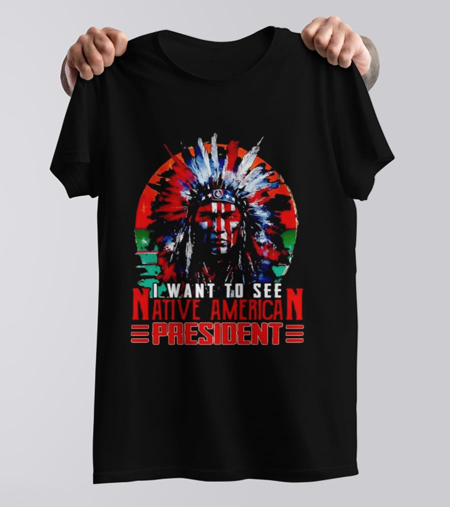 Native American President Bold Statement Feathers Headdress Vision T-Shirt