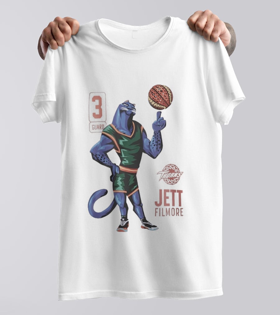Jett Fillmore Thorns Basketball Blue Panther Character With Number 3 T-Shirt