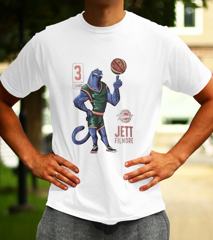Jett Fillmore Thorns Basketball Blue Panther Character With Number 3 T-Shirt