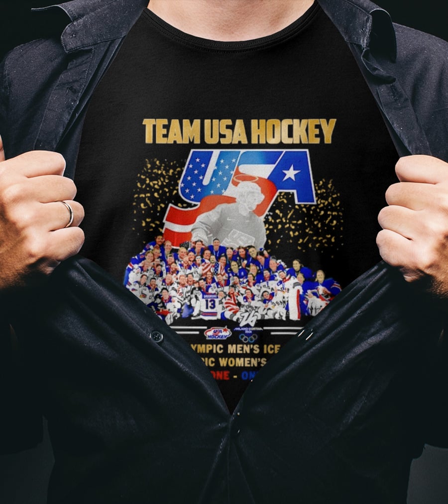 Team USA Hockey 2026 Olympic Men's Women's Ice Hockey All For One One For All T-Shirt