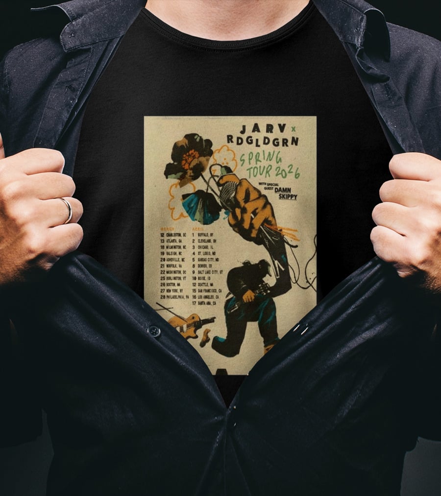 JARV RDGLDGRN Spring Tour 2026 With Guest Damn Skippy Tour Dates T-Shirt