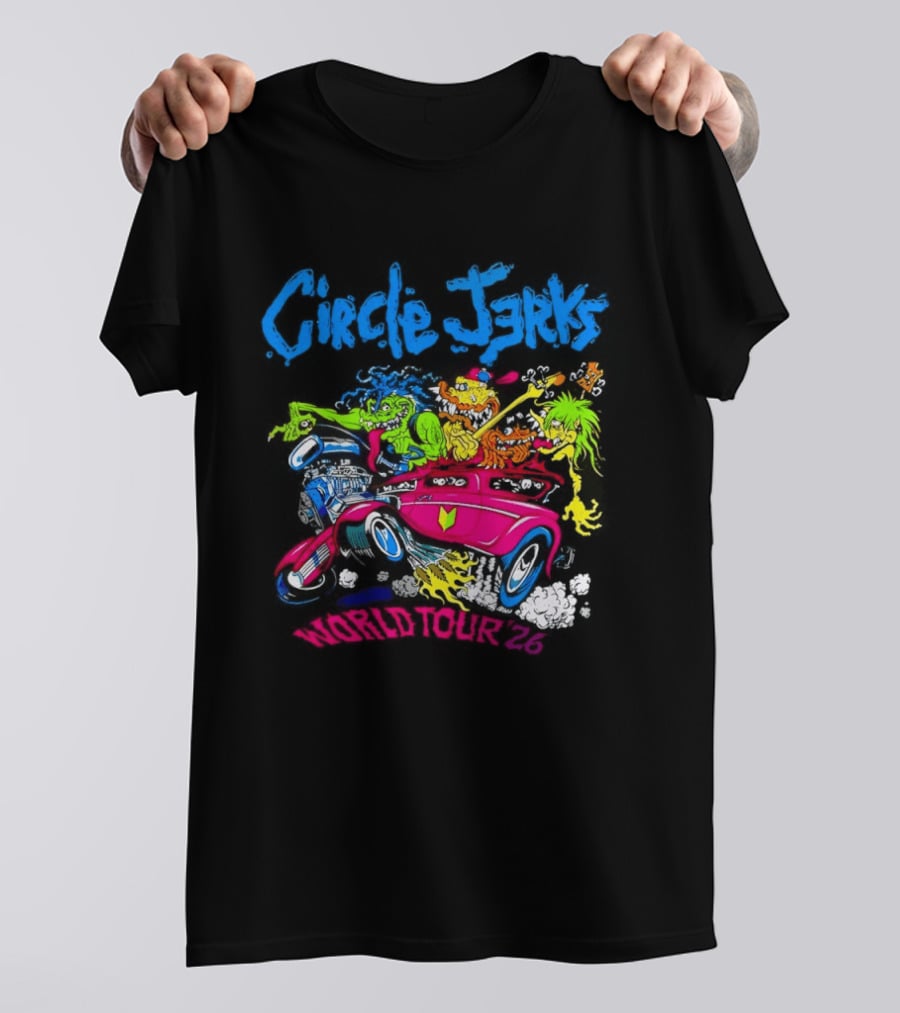Circle Jerks World Tour 2026 Hot Rod Cartoon T-Shirt
