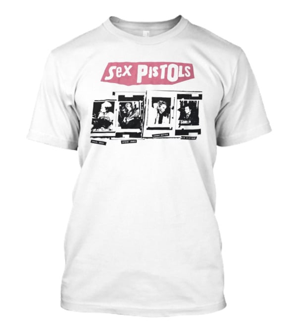 Sex Pistols Pink Logo And Band Photo Collage T-Shirt