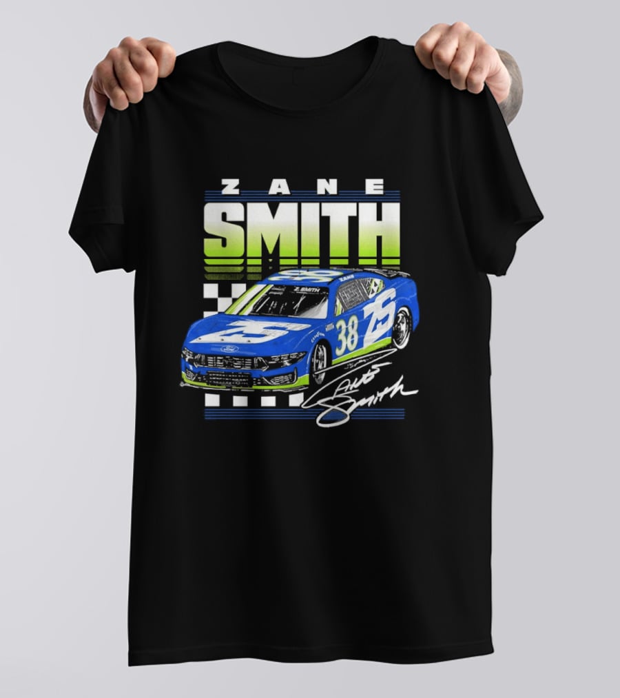 Zane Smith 38 Ford Mustang Dark Horse Front Row Motorsports Racing Car T-Shirt
