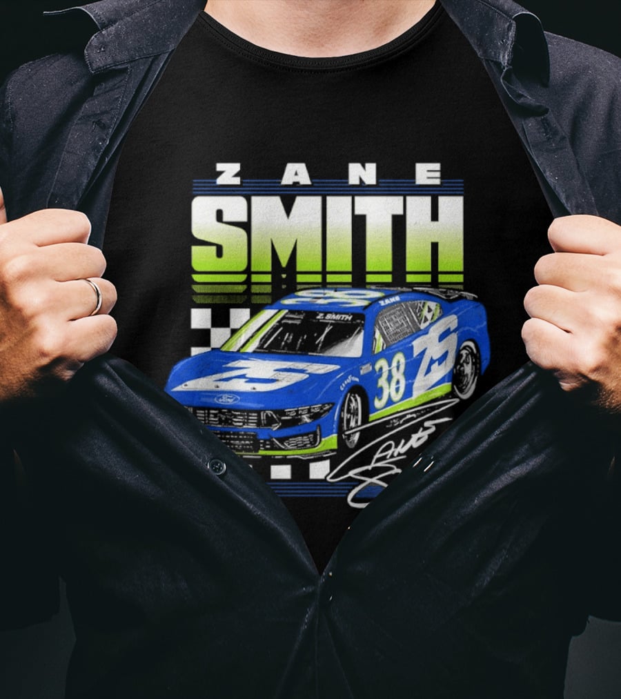 Zane Smith 38 Ford Mustang Dark Horse Front Row Motorsports Racing Car T-Shirt