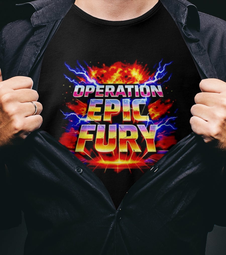 Patriotic USA Operation Epic Fury Lightning Burst T-Shirt