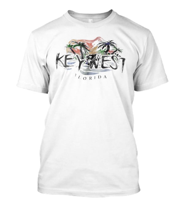 Key West Florida Sunset Palms Graphic Ocean Waves T-Shirt