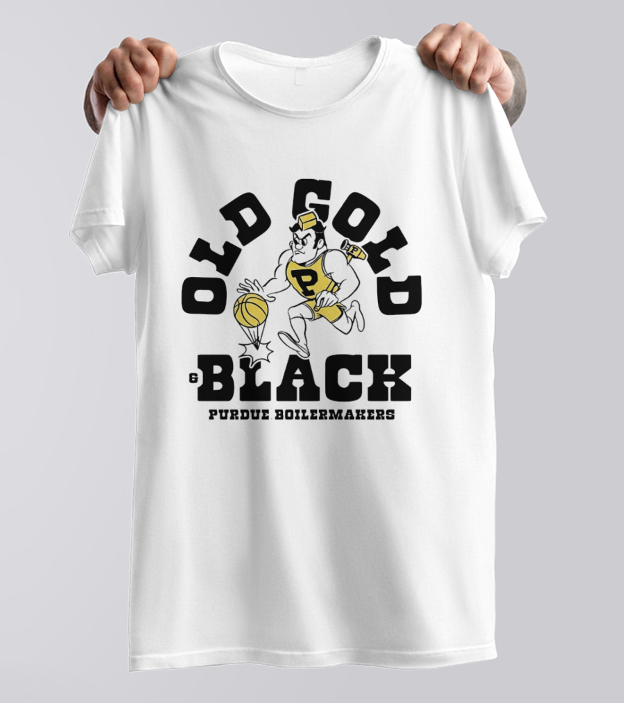 Purdue Boilermakers Old Gold Black Basketball Player T-Shirt