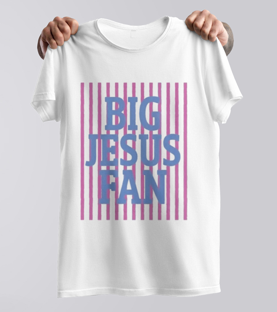 Big Jesus Fan Striped Preppy Christian T-Shirt