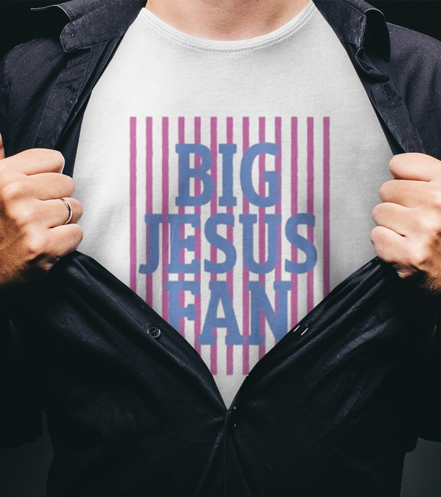 Big Jesus Fan Striped Preppy Christian T-Shirt