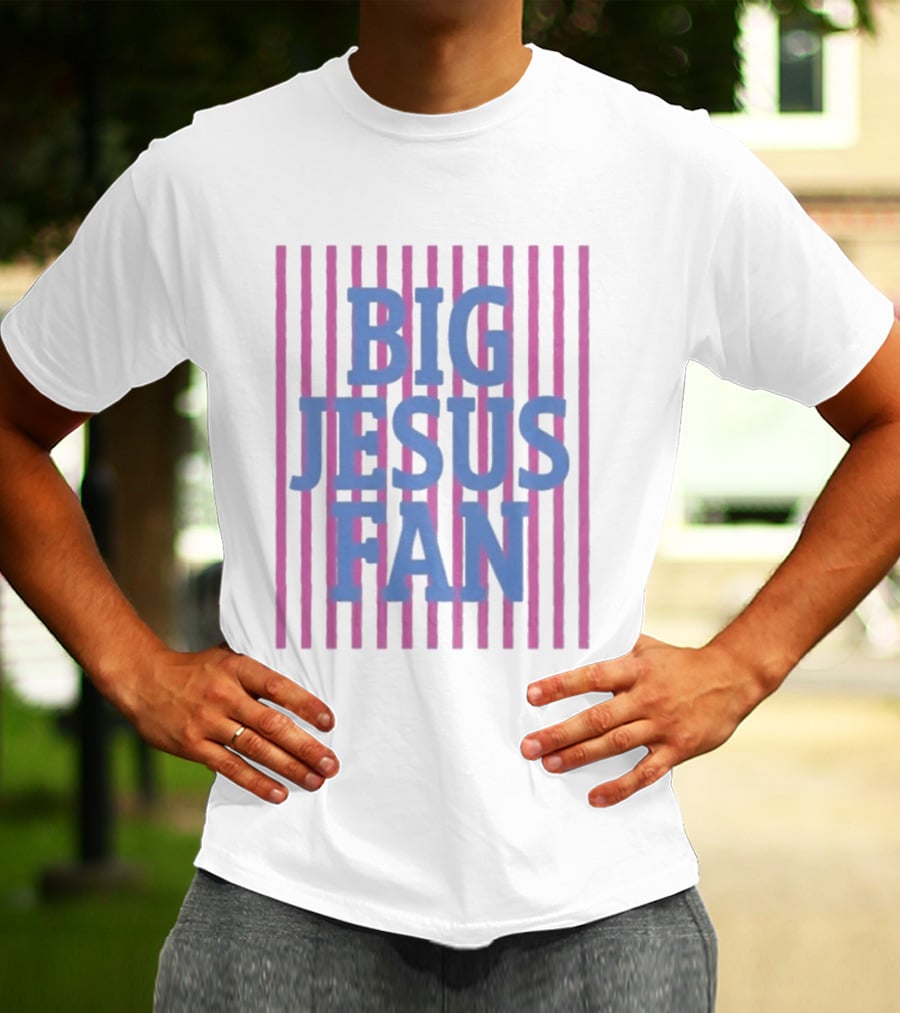 Big Jesus Fan Striped Preppy Christian T-Shirt