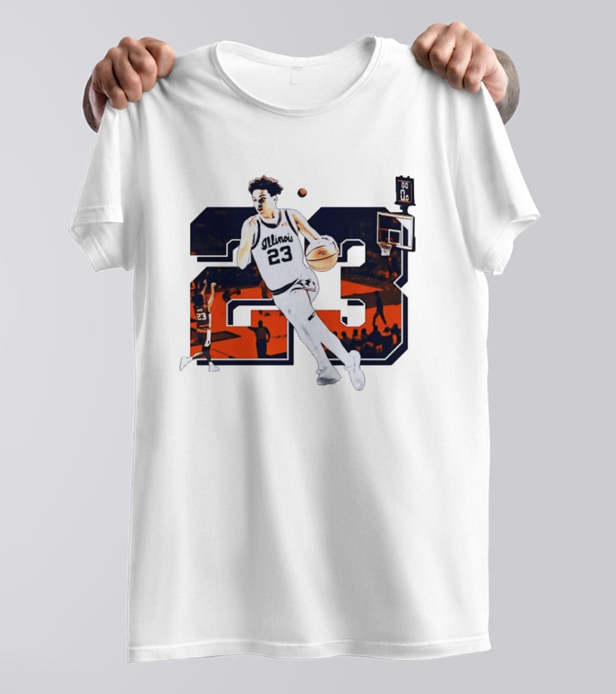 Illinois Fighting Illini Basketball Keaton Wagler 23 Number Dunk T-Shirt