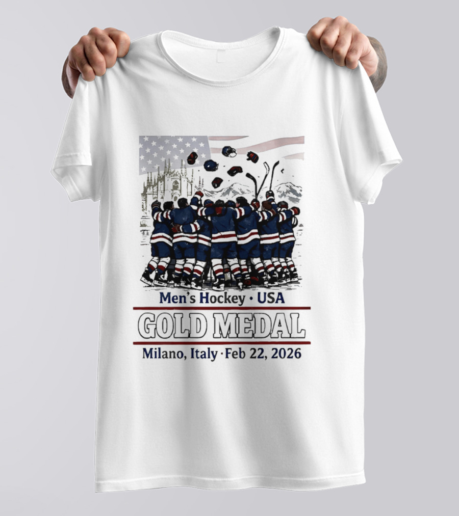Men's Hockey USA Gold Medal Milano Italy February 22 2026 T-Shirt