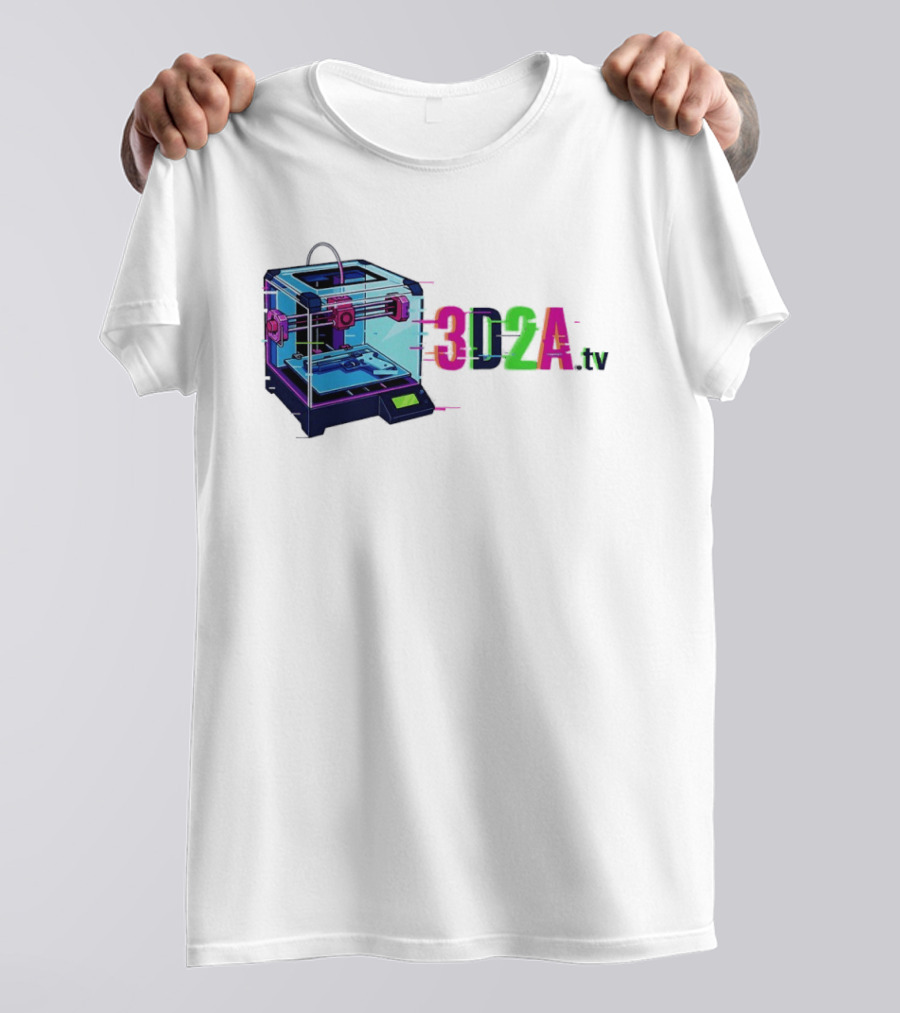 3DZA TV 3D Printer Neon Glitch Aesthetic T-Shirt