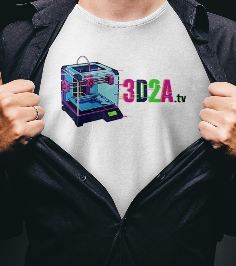 3DZA TV 3D Printer Neon Glitch Aesthetic T-Shirt