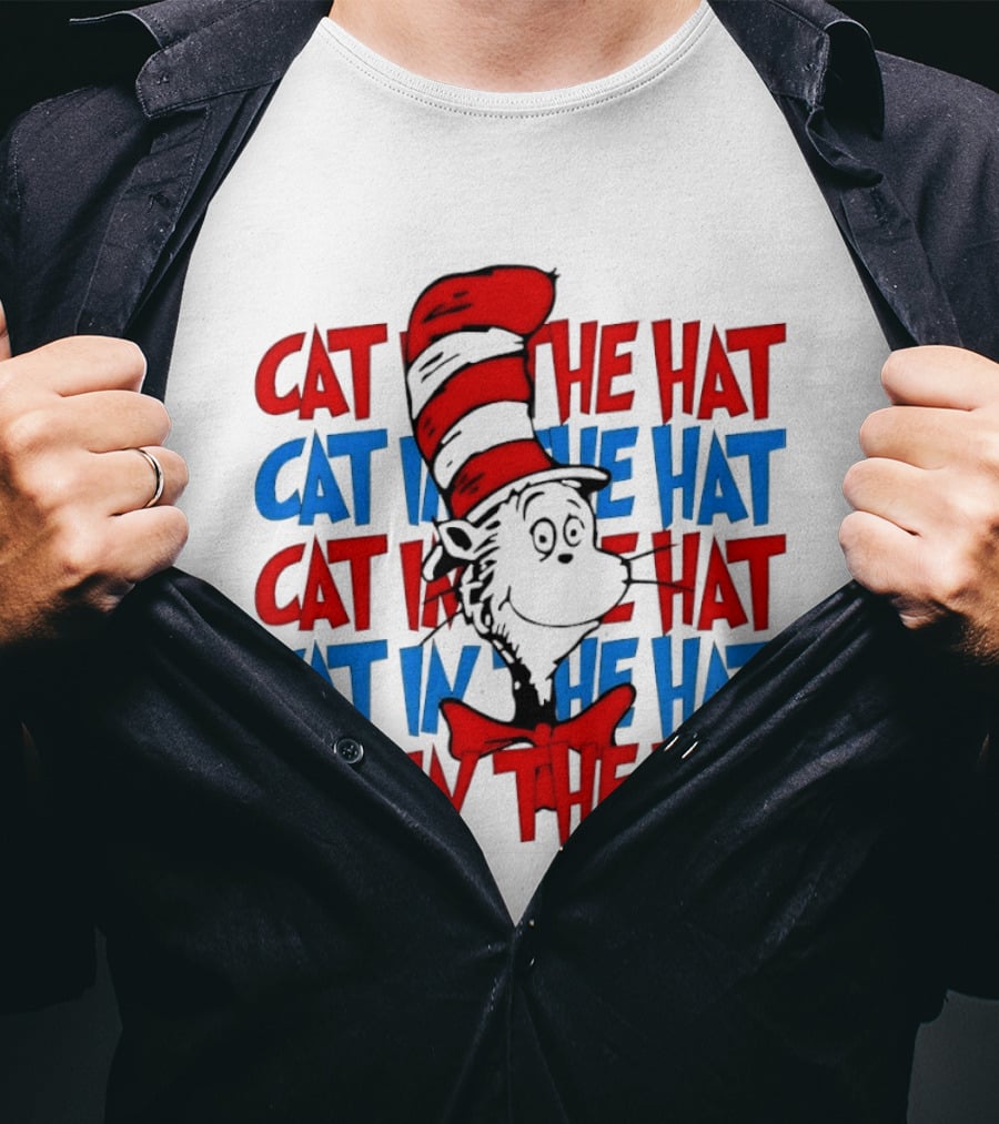 Cat In The Hat Dr. Seuss Red And Blue T-Shirt