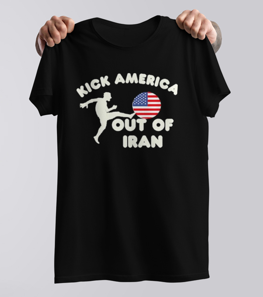 Kick America Out Of Iran Silhouette And Flag T-Shirt