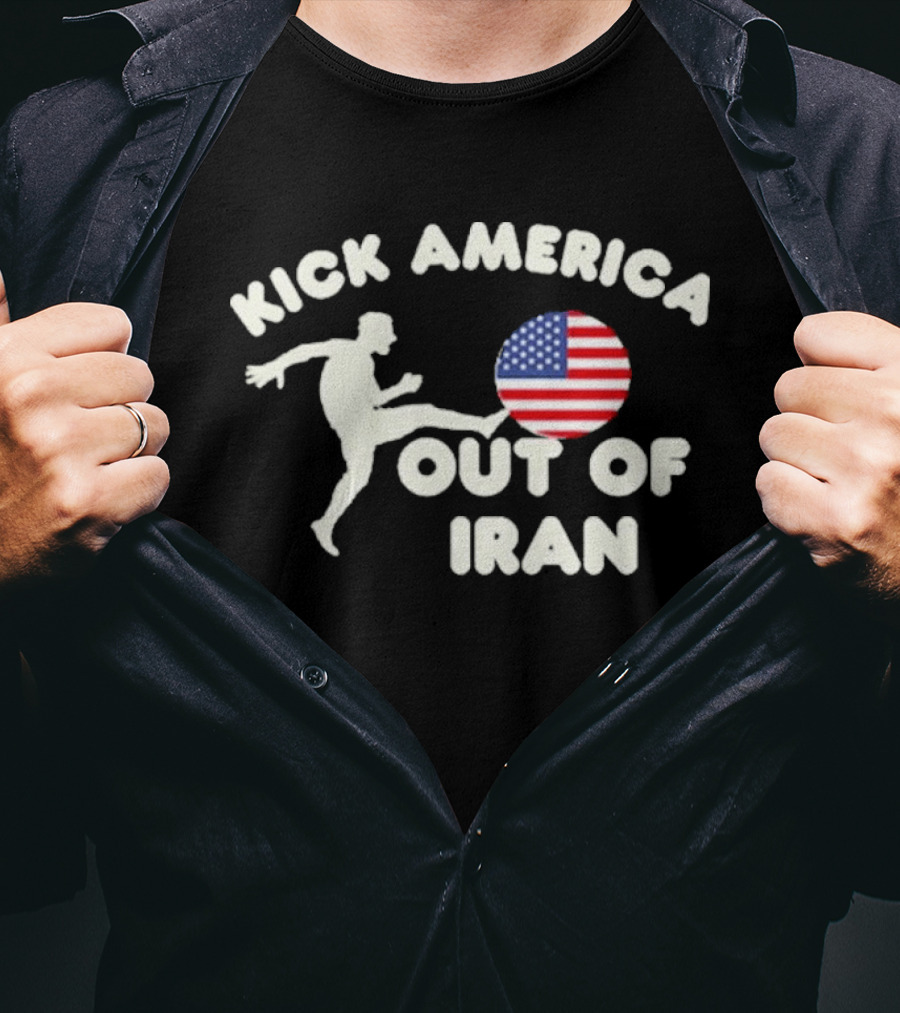 Kick America Out Of Iran Silhouette And Flag T-Shirt