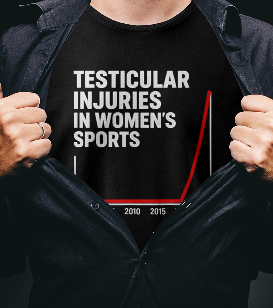 Testicular Injuries In Women's Sports Satirical Chart 2000 2025 Trend Analysis T-Shirt