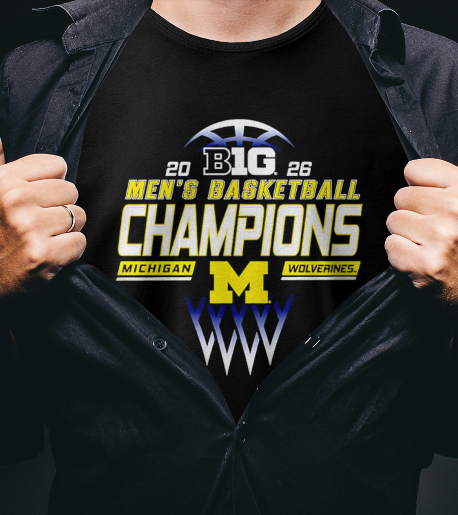 Big Ten 2026 Michigan Wolverines Men's Basketball Champions T-Shirt