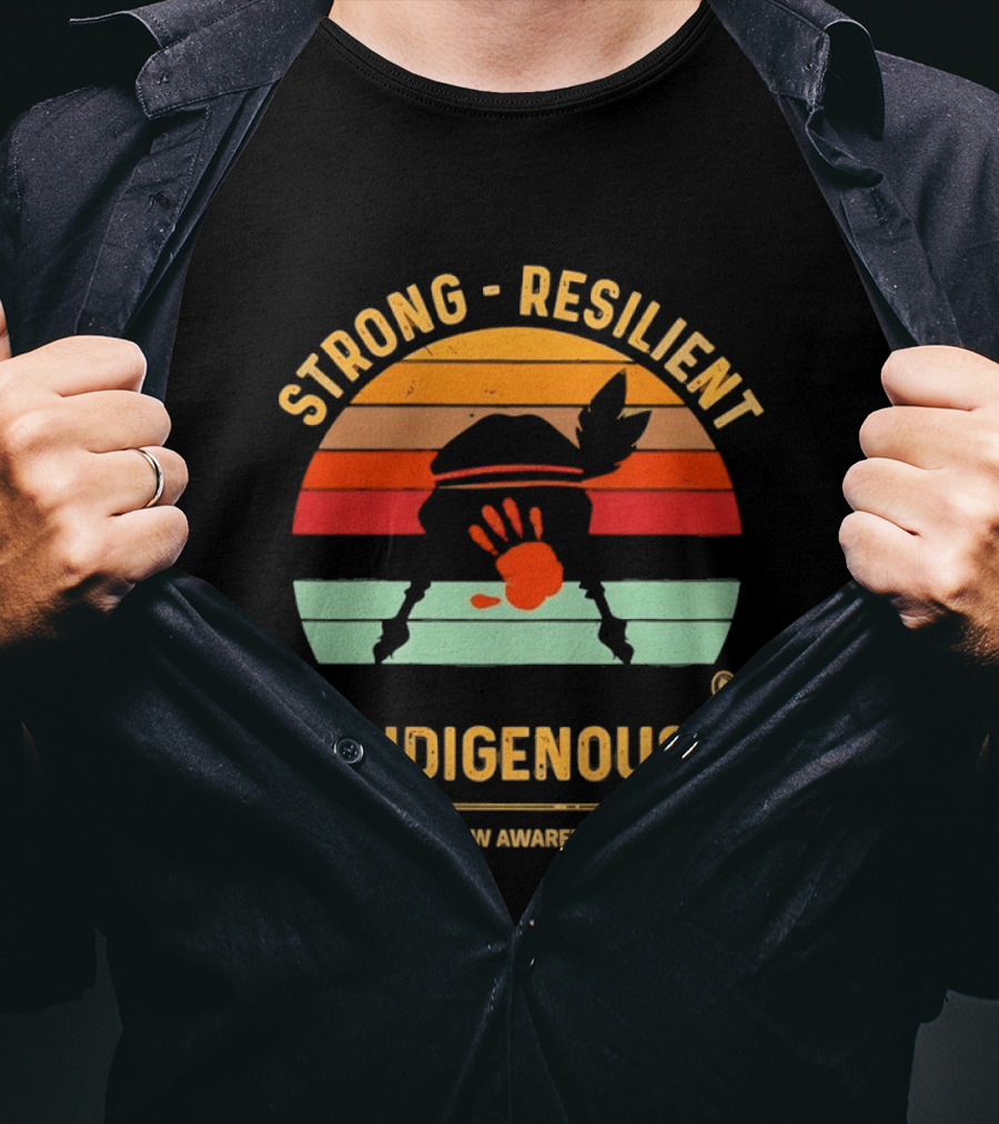 Strong Resilient Indigenous Awareness Handprint Sunset T-Shirt