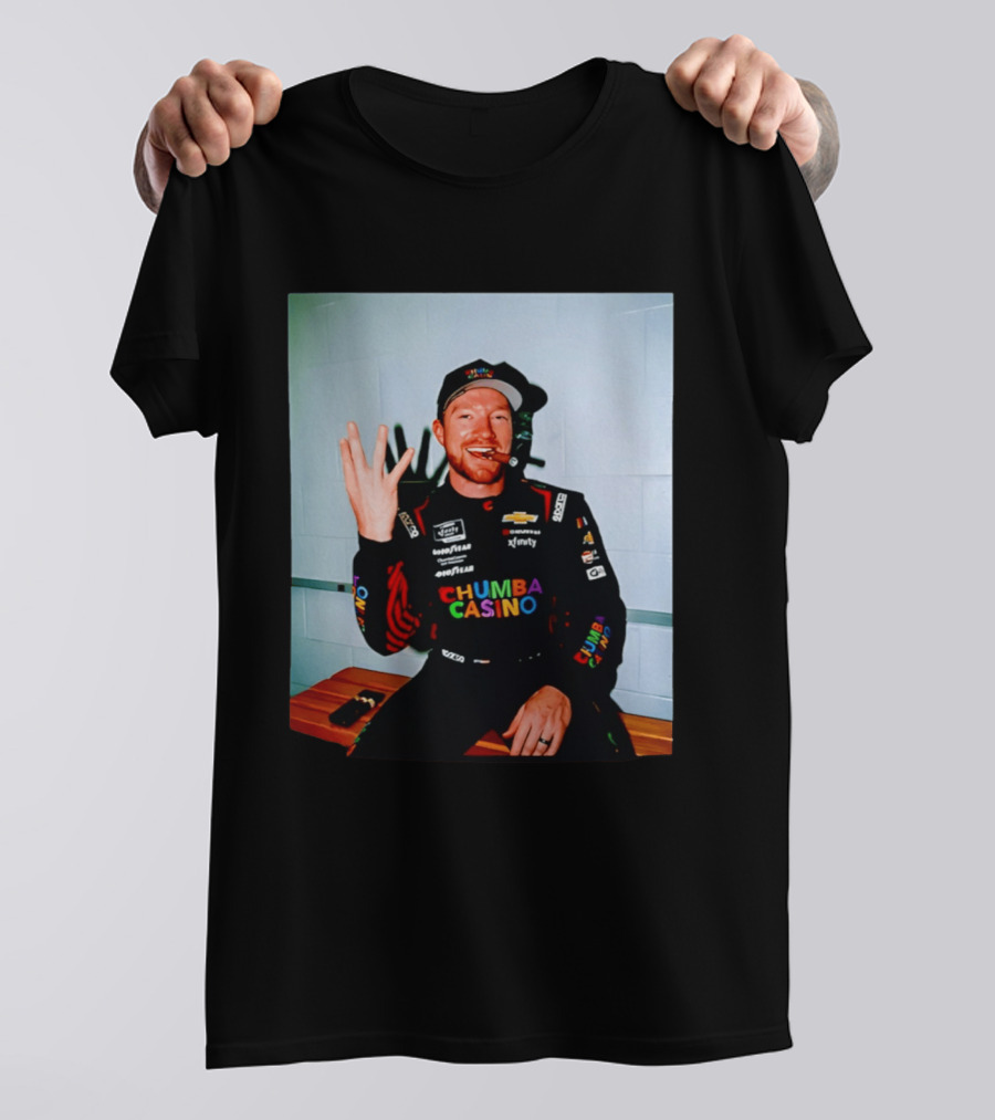 Tyler Reddick Three Peat Chumba Casino Racing Suit And Cigar Celebration T-Shirt